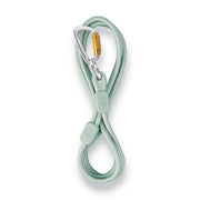 The Rope Dog Leash Thin Glacier Green features a mint green rope, silver and gold carabiner clip, coiled with two rubber stoppers labeled Wolf Republic.